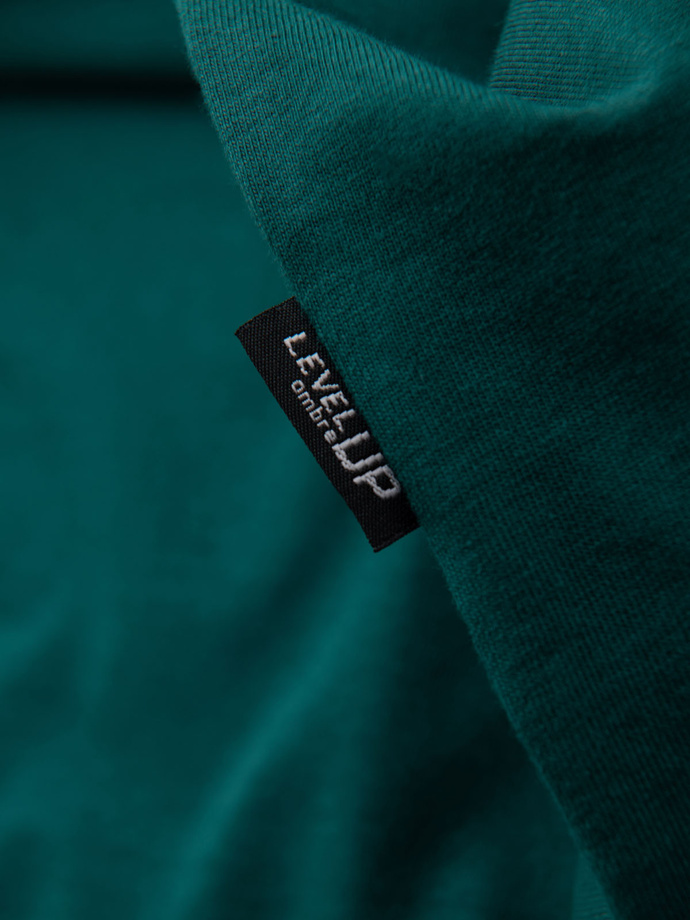 Bawełniany męski t-shirt z nadrukiem na kieszonce – ciemnozielony V5 OM-TSPT-0154