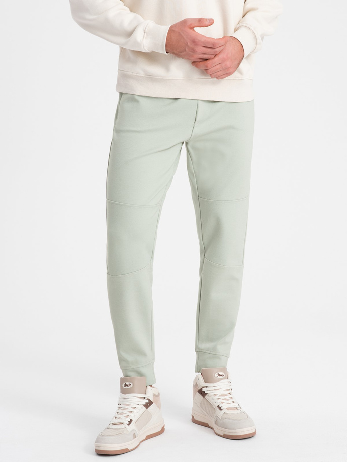 Men's elastic waistband sweatpants with stitching - mint V3 OM-PASK-0142