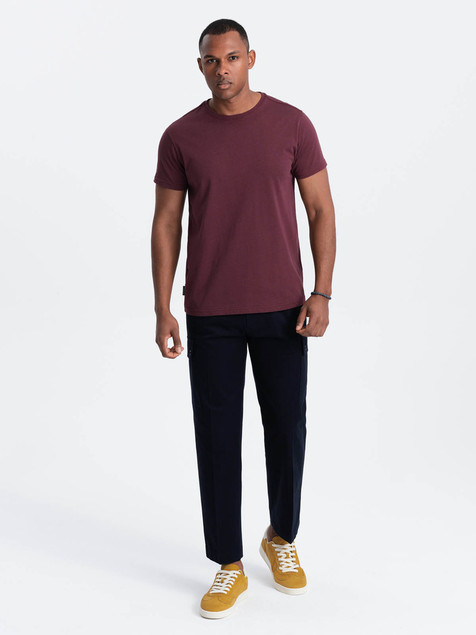 Classic BASIC men's cotton T-shirt - maroon V10 OM-TSBS-0146