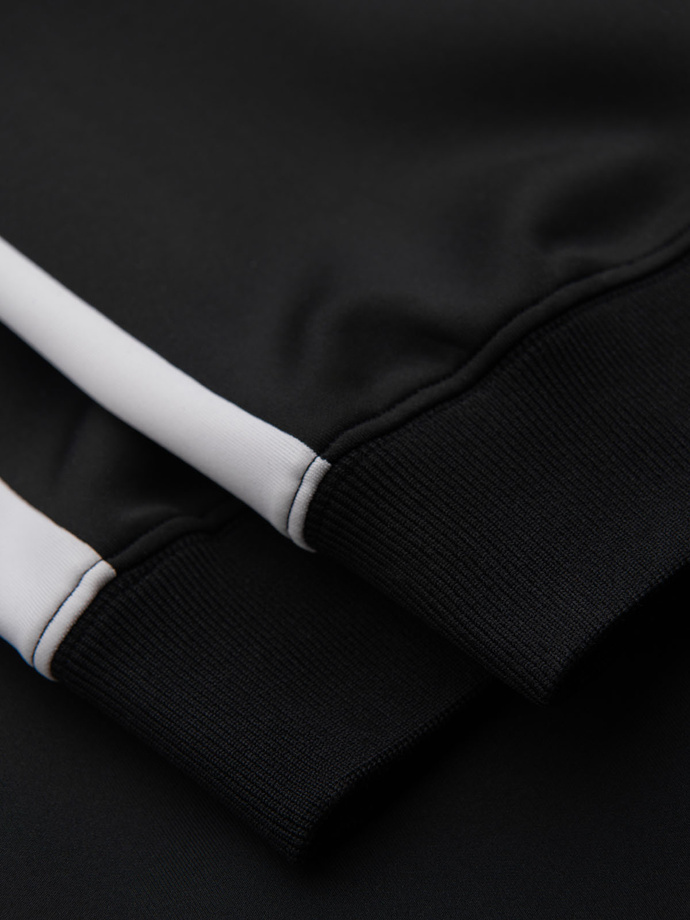 Men's sweatpants joggers with contrasting stripes - black V1 OM-PASK-0229