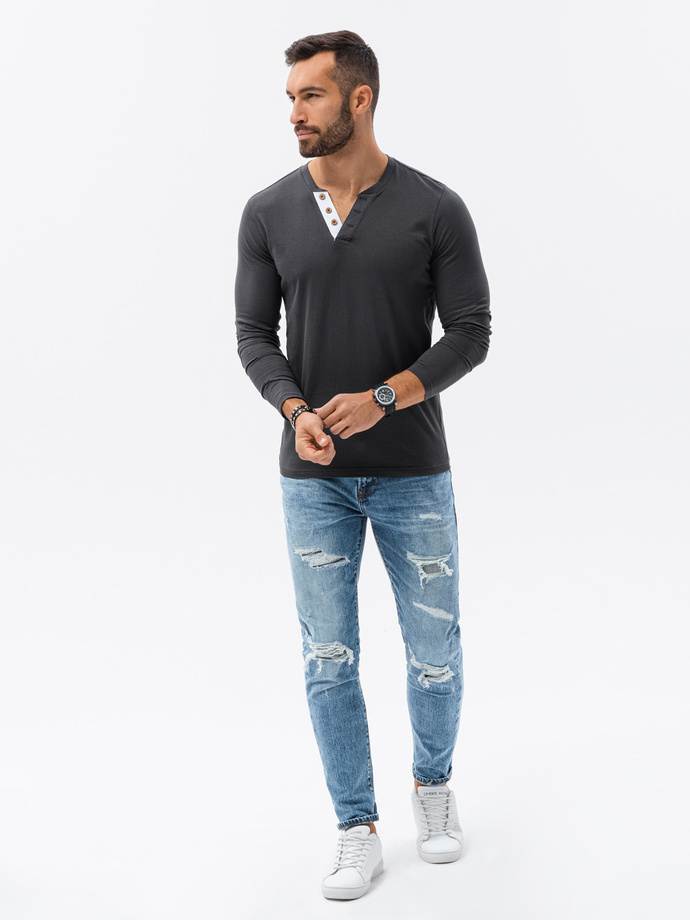 Men's plain longsleeve L133 - dark grey V9