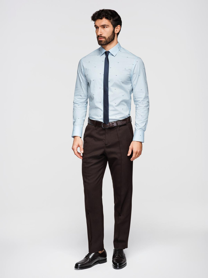 Klasyczna męska bawełniana koszula SLIM FIT w mikro wzór - biała V1 K696