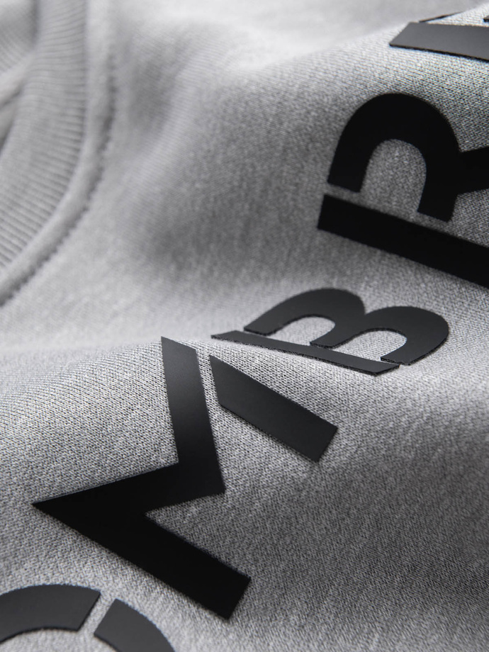 Klasyczna męska dresowa bluza z napisem – szary melanż V1 OM-SSPS-0181 OM-SSPS-0181