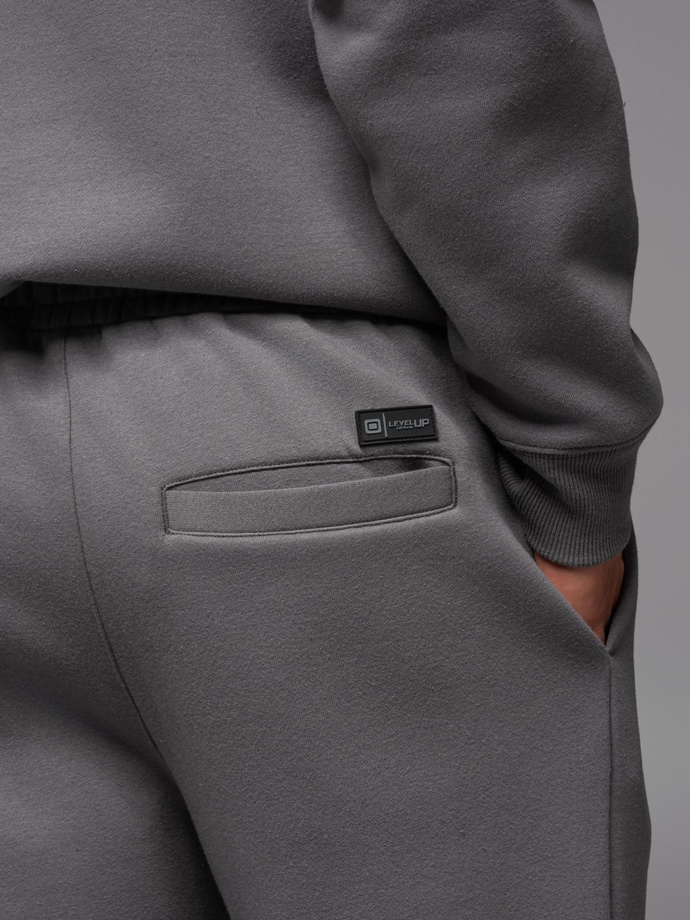 Klasyczne spodnie dresowe ze ściągaczami unisex– szare V18 OU-PSBC-0100