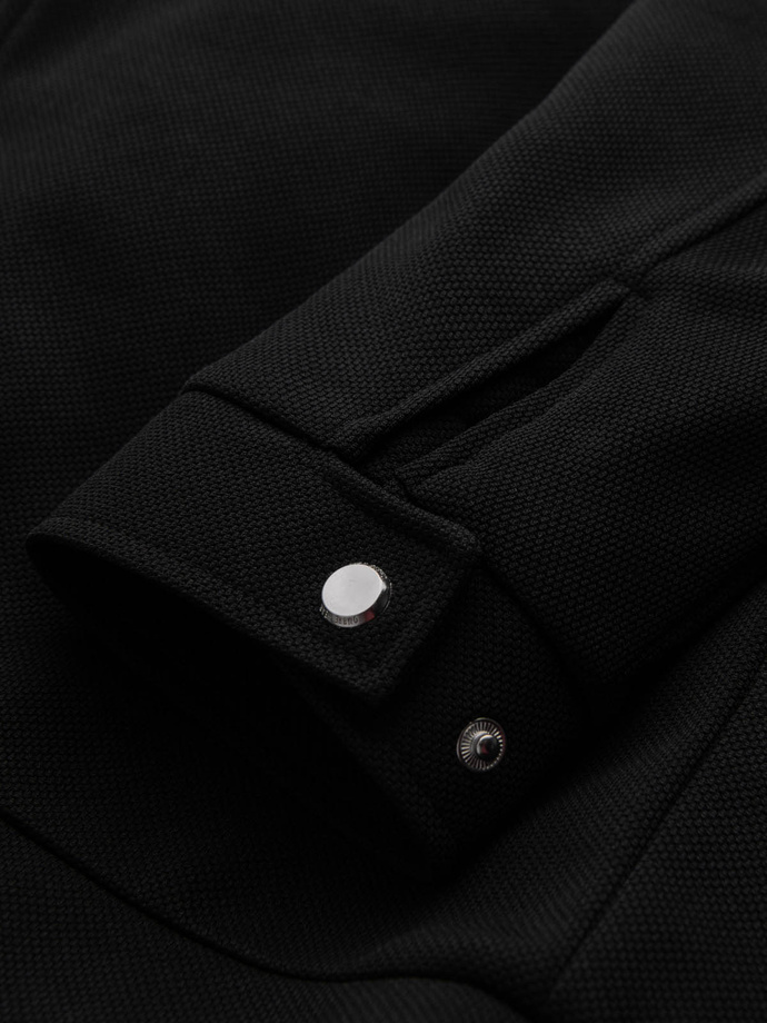 Men's biker jacket with collar and pockets - black V2 OM-JALP-0157