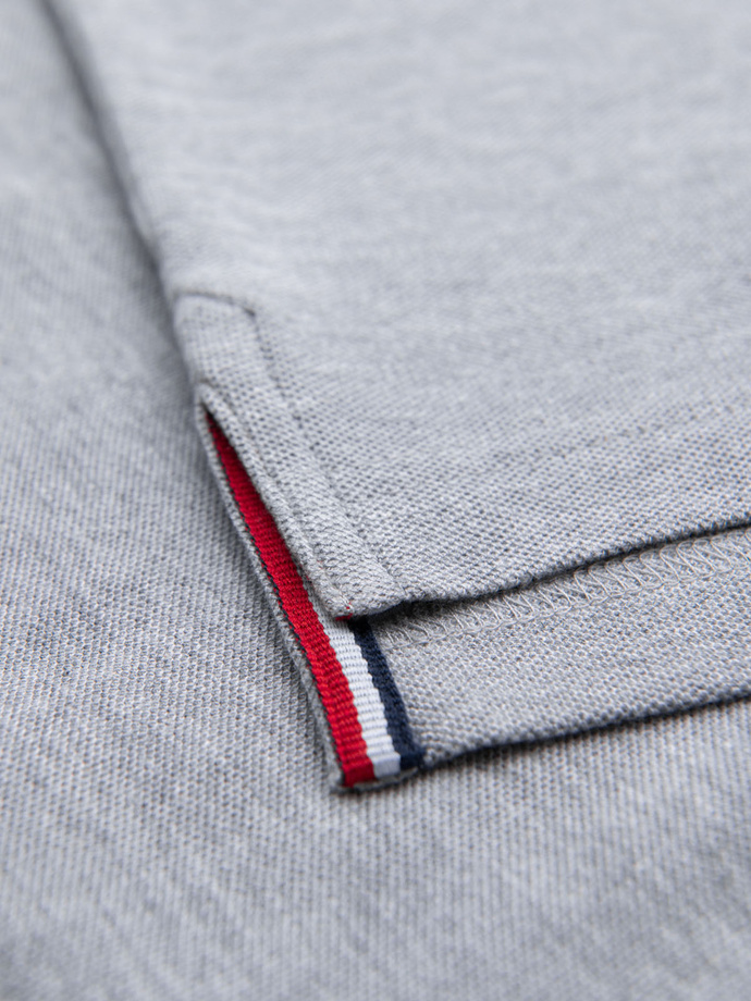 Men's polo shirt with colorful accents - gray melange V1 OM-POSS-0105
