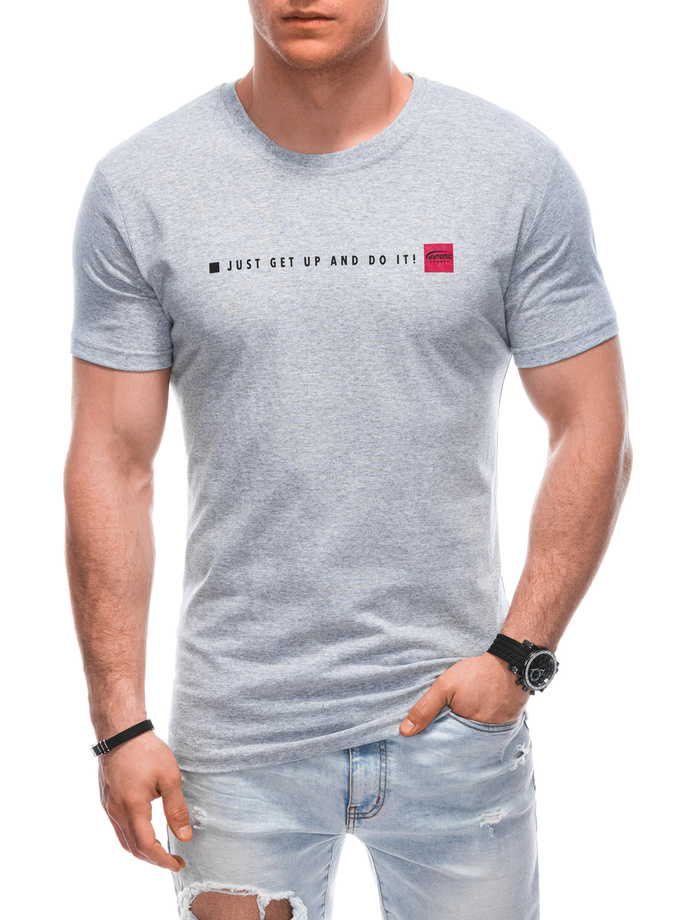 T-shirt męski z nadrukiem S1920 - szary