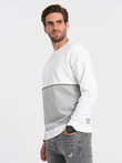 Men's OVERSIZE sweatshirt with contrasting color combination - white and gray V1 B1673