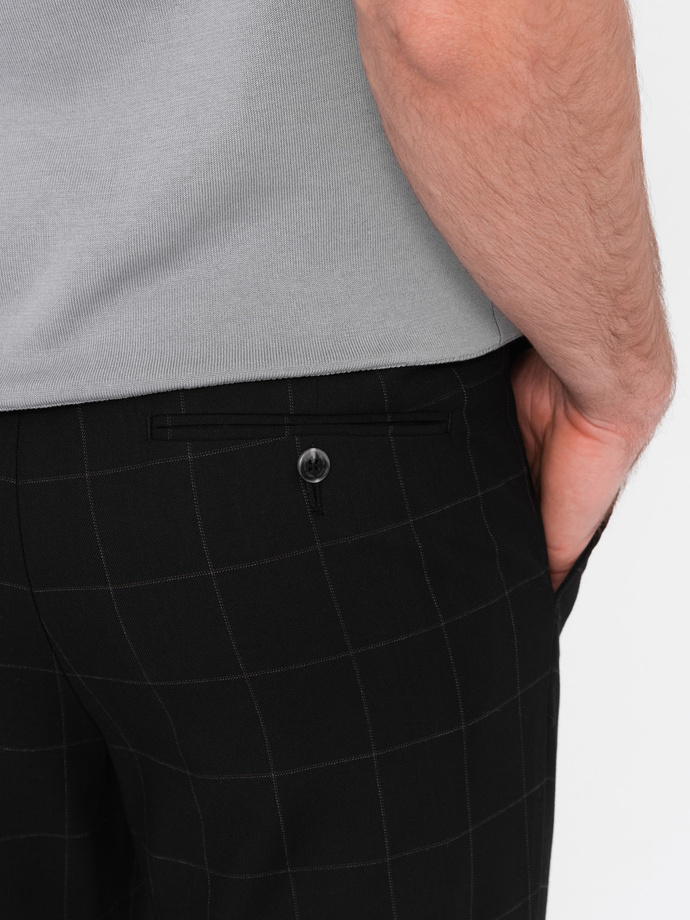 Men's pants with a classic cut in a delicate check - black V5 OM-PACP-0187