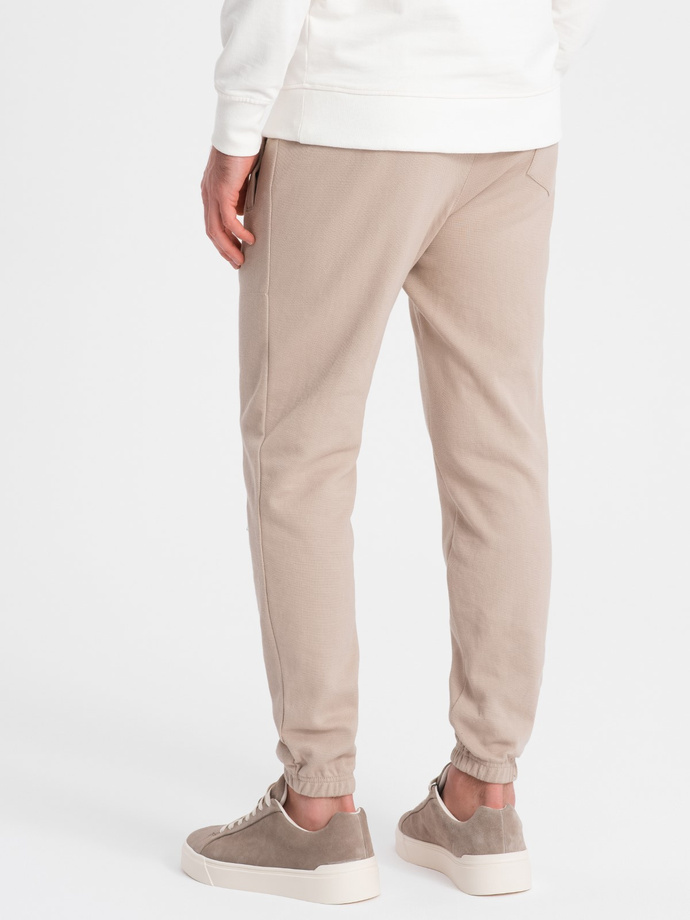 CARROT men's structured knit sweatpants - beige V2 OM-PASK-0143