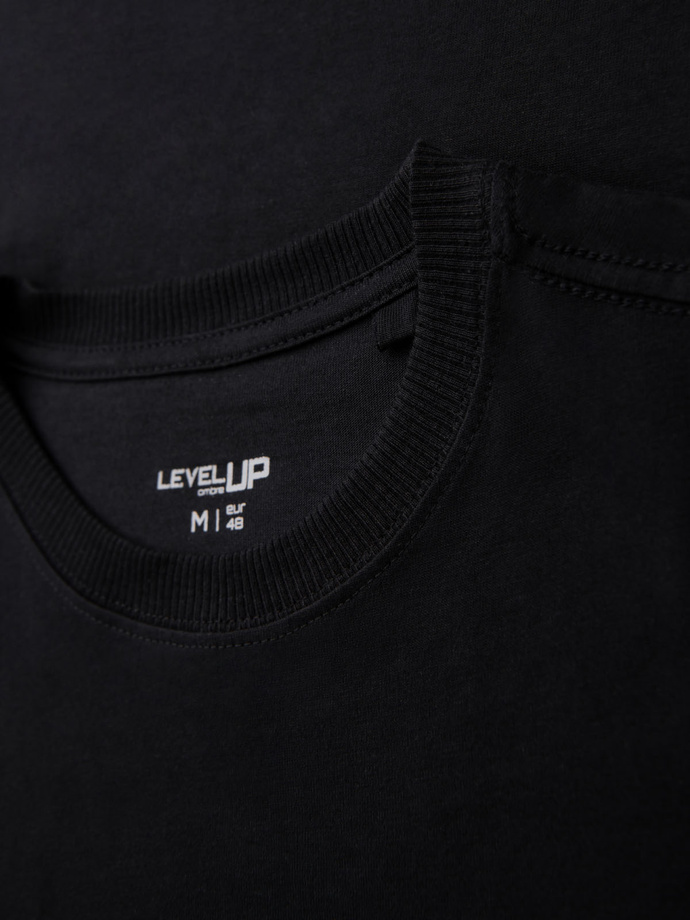 Men's cotton t-shirt with pocket print - black V1 OM-TSPT-0154