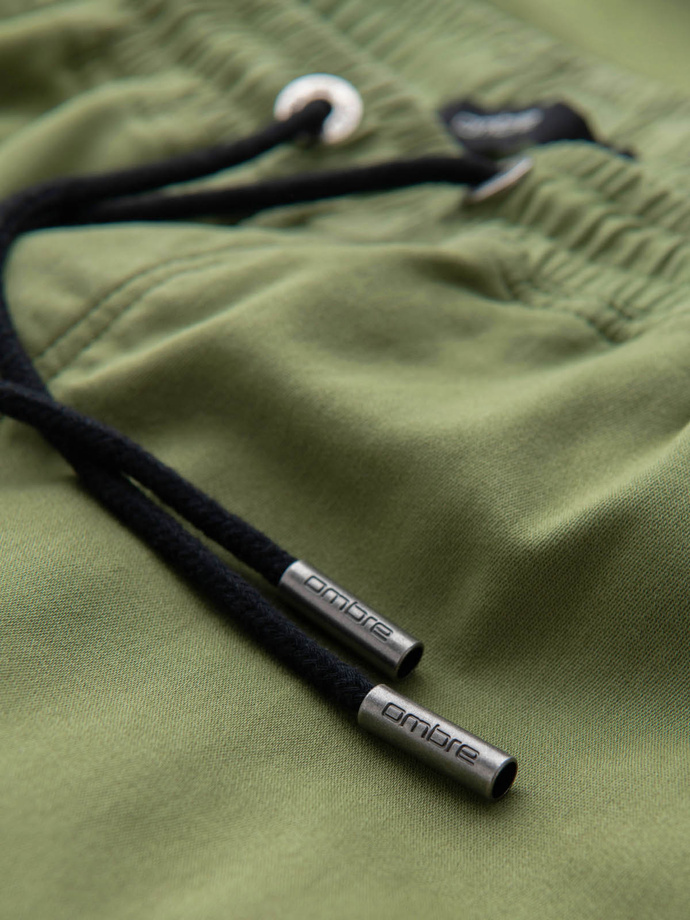 Men's knit joggers with cargo pockets - olive V3 OM-PAJO-0199