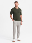 Men's REGULAR FIT chino pants with elastic waistband - gray-beige V1 OM-PACP-0157