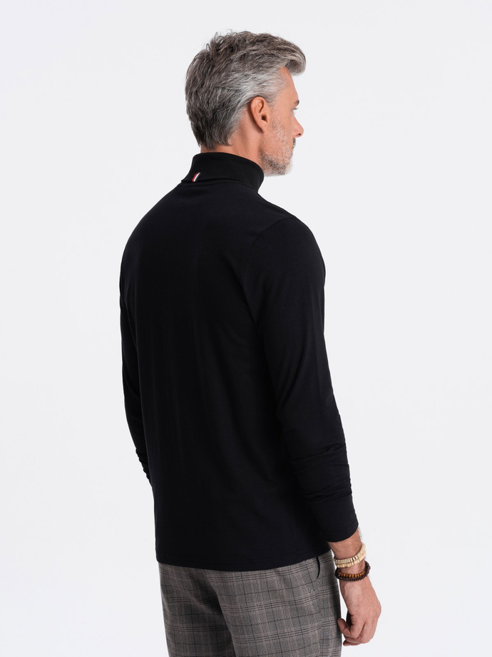 Longsleeve męski z golfem - czarny V1 OM-LSCL-0112