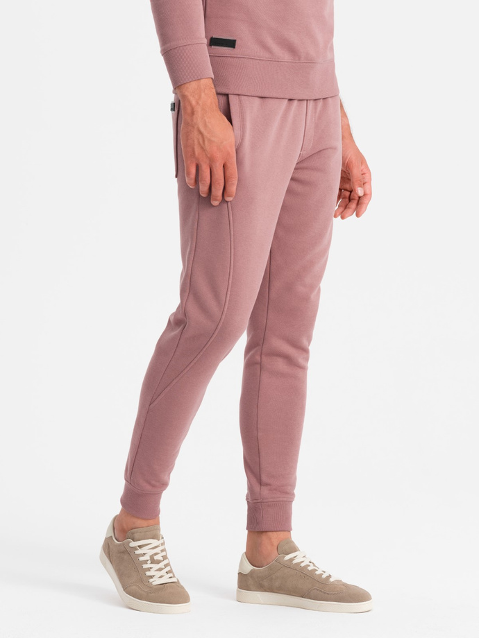 BASIC men's cotton sweatshirt set unbuttoned sweatshirt + joggers - dark pink V4 Z84