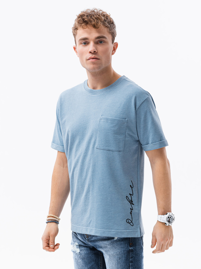 Men's printed t-shirt - blue S1371