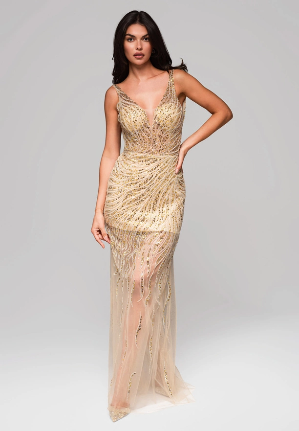 Evening dress LA-OM-DLR240 gold