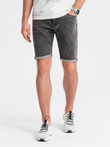 Men's denim shorts with rolled up legs - gray V3 OM-SRDS-0134
