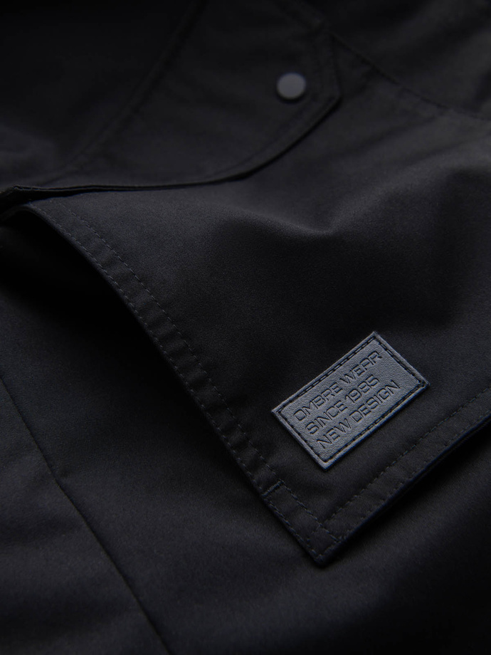 Długa kurtka męska parka z kożuszkiem – czarna V4 OM-JALJ-0181