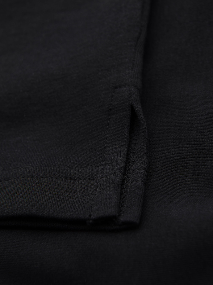 Men's polo shirt with zip neckline - black V6 OM-POSS-0148