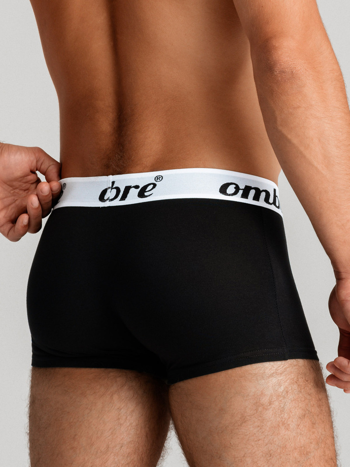 Bokserki męskie bawełniane z kontrastową gumą - 7-pak czarne V1 OM-UNBO-0100