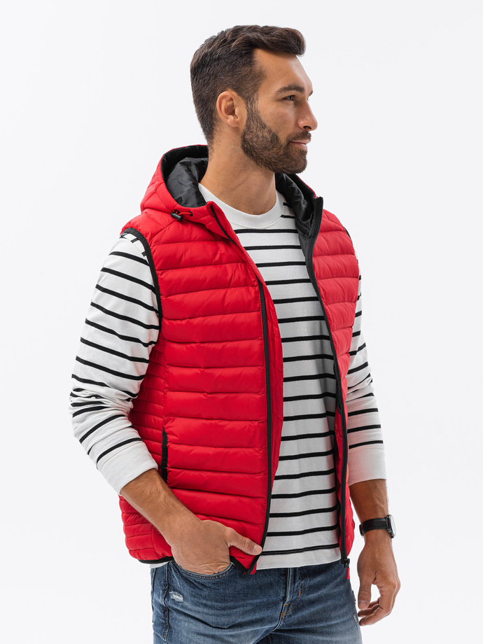 Men's quilted vest - red V53