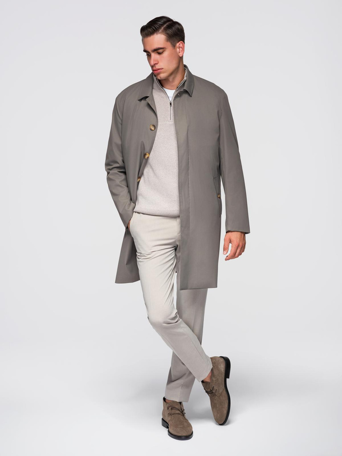 Men's insulated coat with hood and concealed zipper - black V1 OM-COWC-0110