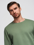 Men's BASIC sweatshirt with round neckline - green V3 OM-SSBN-0175