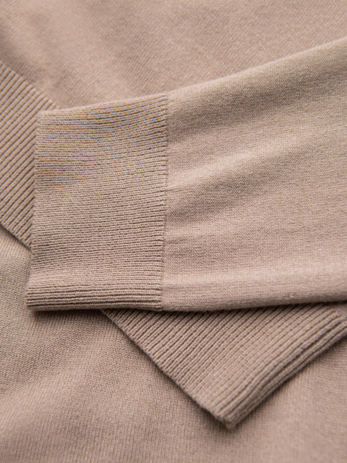 Men's knitted fitted turtleneck with viscose - beige V5 OM-SWTN-0101