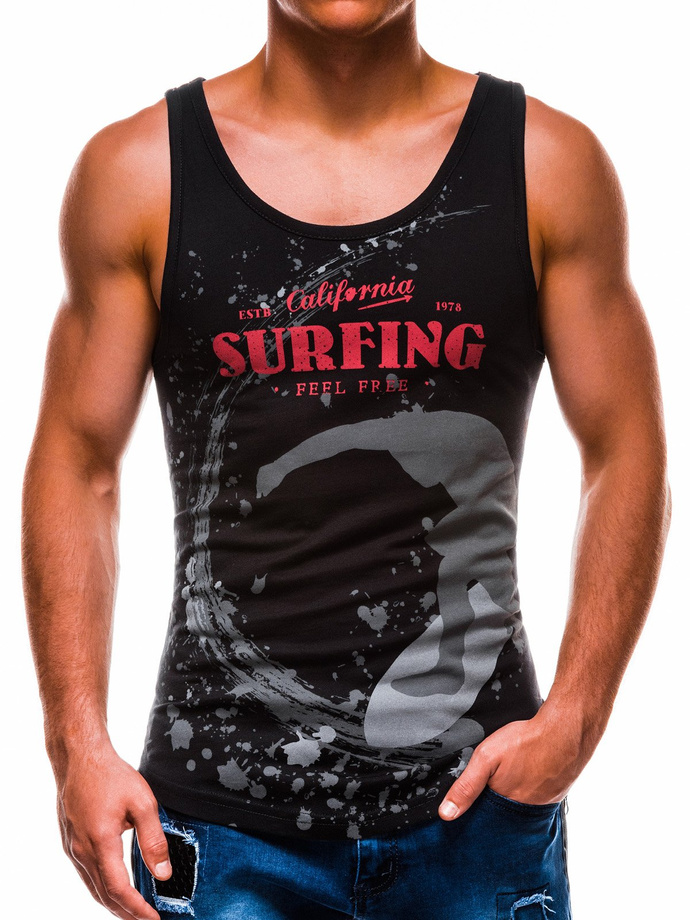 Men's printed tank top S1180 - black