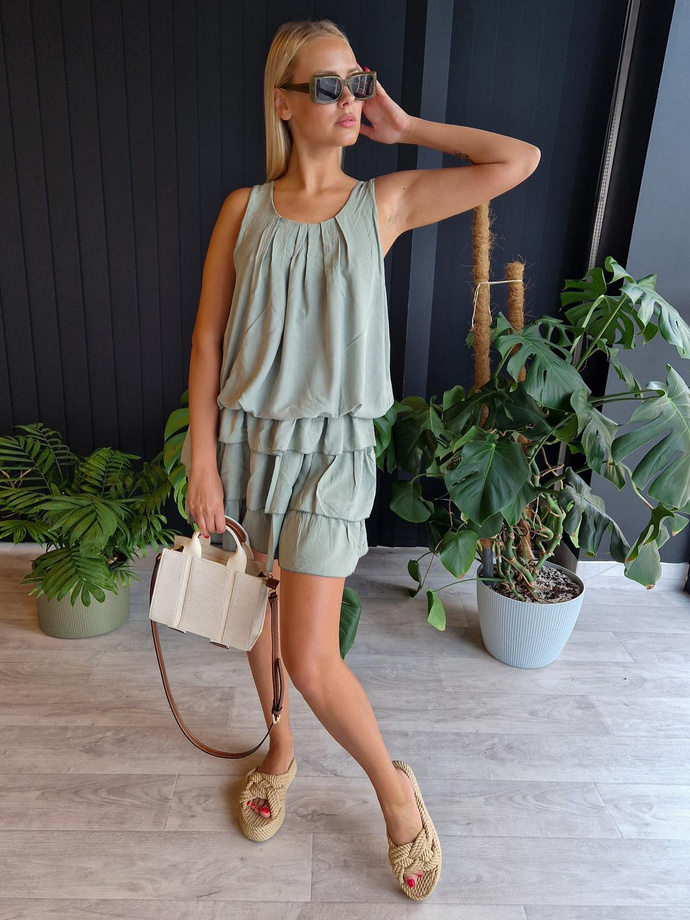 Petticoat dress with ruffles - DLR111 khaki