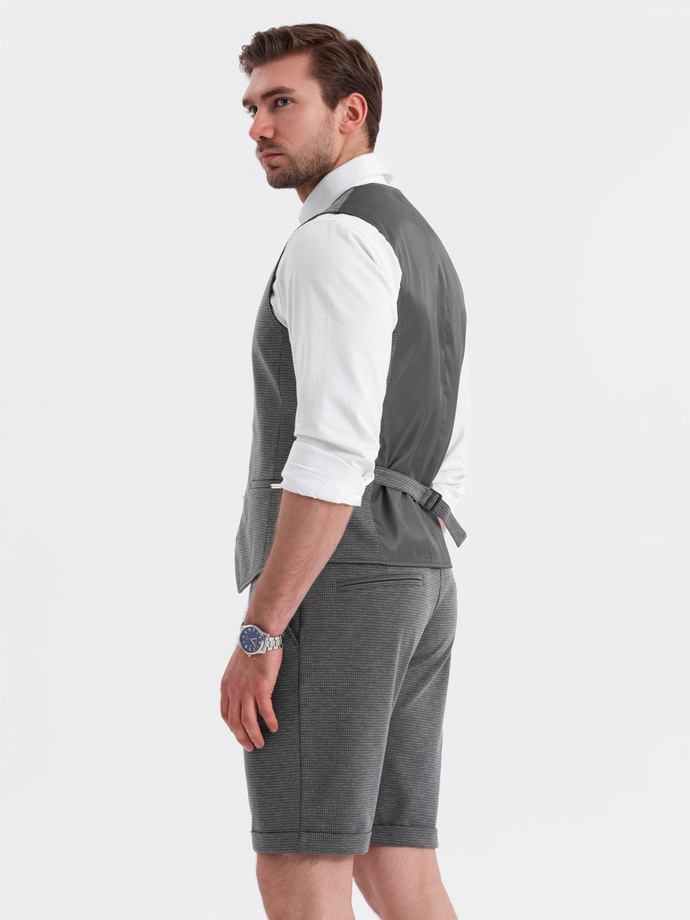 Elegant men's set suit vest + shorts - graphite V3 Z112