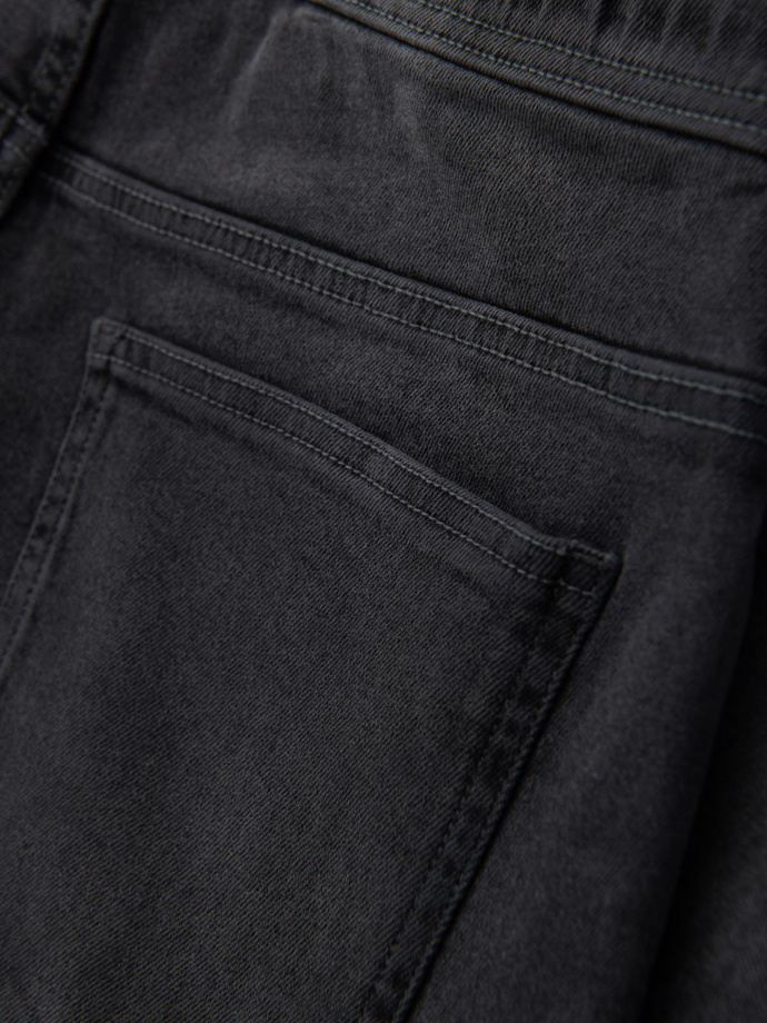 Men's shorts with elastic waistband and wash effect - grey V3 OM-SRDS-0192