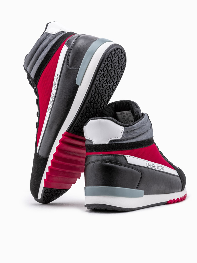 Buty męskie sneakersy za kostkę - czarno-czerwone V4 T358