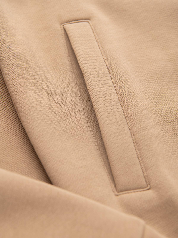 Bluza męska rozpinana z lampasami i wysoką stójką – brązowa V1 OM-SSZP-0224