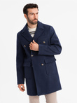 Men's double-breasted coat with decorative buttons - indigo V1 OM-COWC-0109
