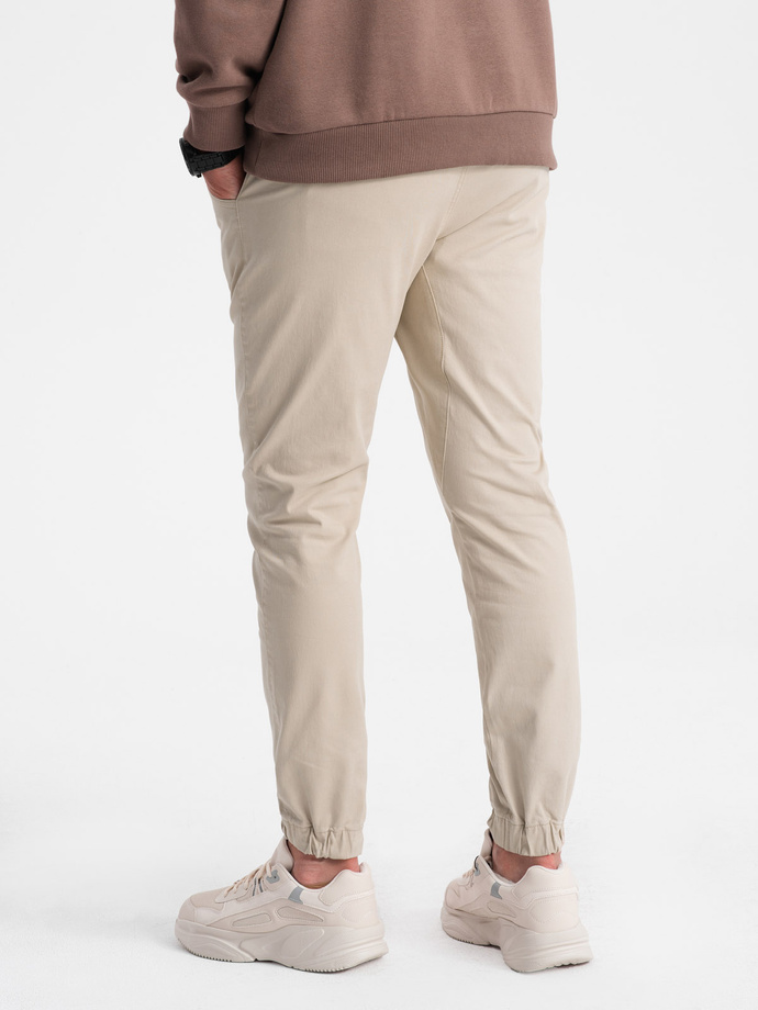 Men's fabric pants JOGGERS - beige V10 P885