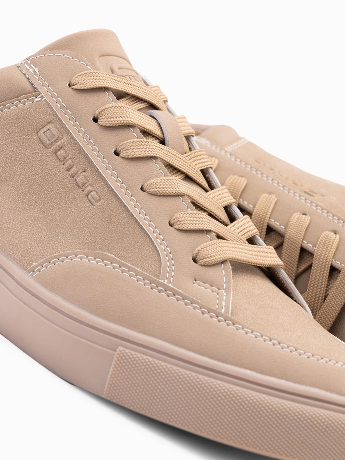 Monochromatyczne buty męskie w stylu streetwearowym – piaskowe V1 OM-FOTL-0183