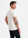 Men's casual t-shirt with pocket patch - cream V8 OM-TSCT-0109