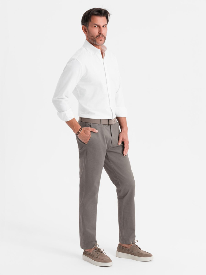 Men's REGULAR FIT chino pants with fine texture - gray V1 OM-PACP-0184