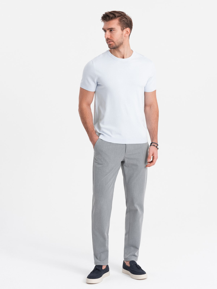 Eleganckie męskie spodnie chino SLIM FIT - jasnoszare V1 OM-PACP-0191