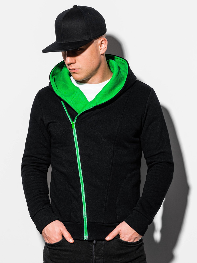 Men's zip-up hoodie - black/green PRIMO