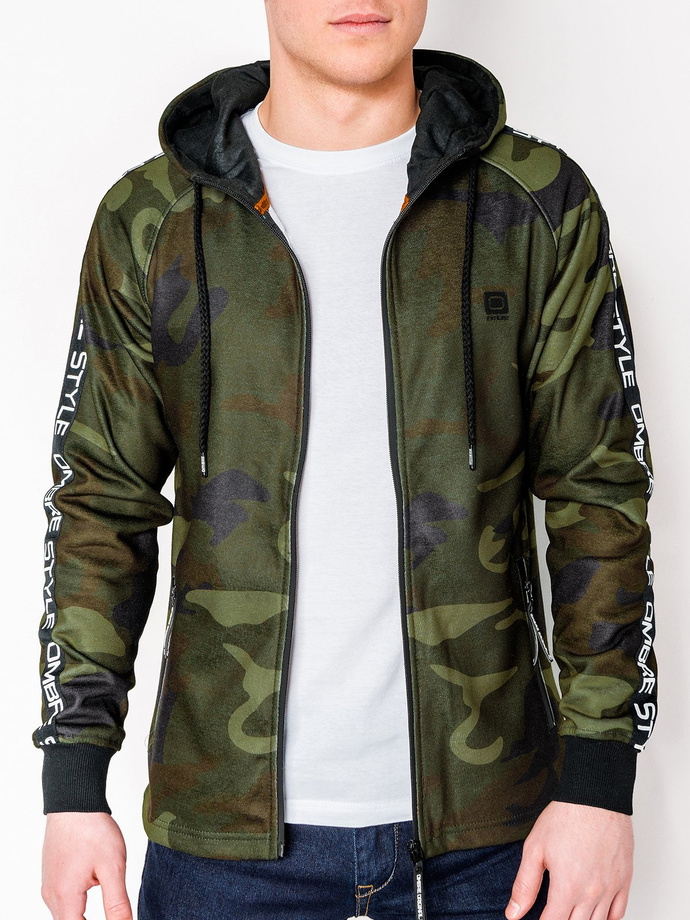 Men's zip-up hoodie - green/camo B741