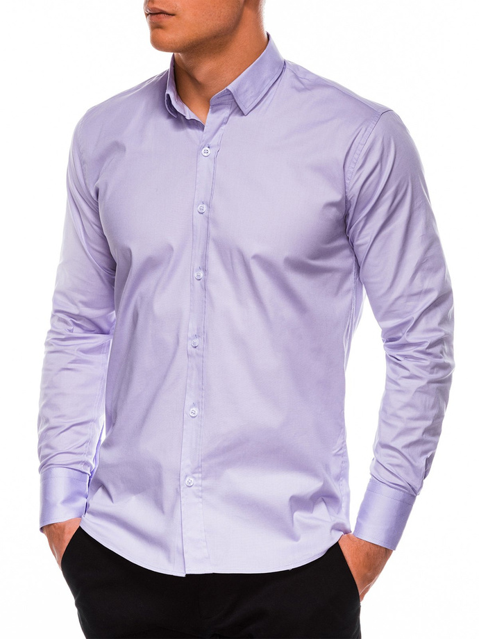 Men's slim shirt with long sleeves - lilac K504