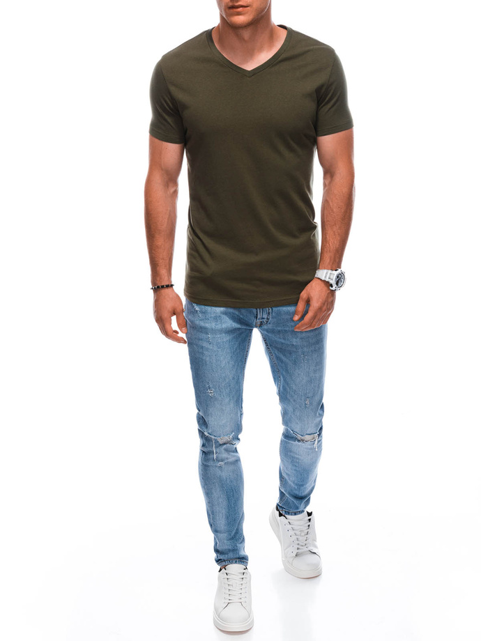 Men's basic V-neck t-shirt EM-TSBS-0101 - olive V9