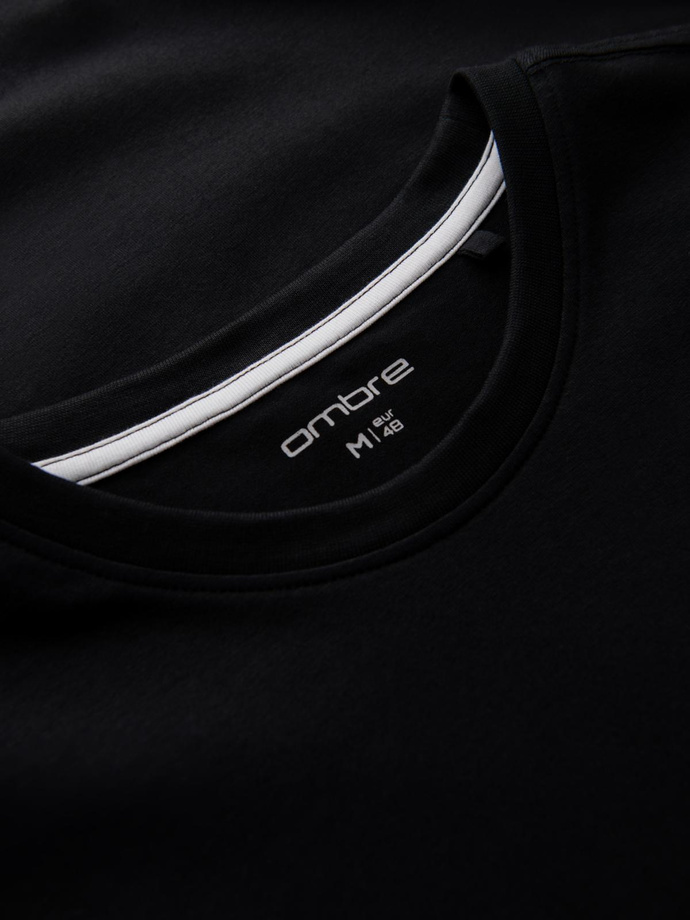 Męska koszulka z okrągłym dekoltem i logotypem SLIM FIT – czarna V3 OM-TSCT-0220