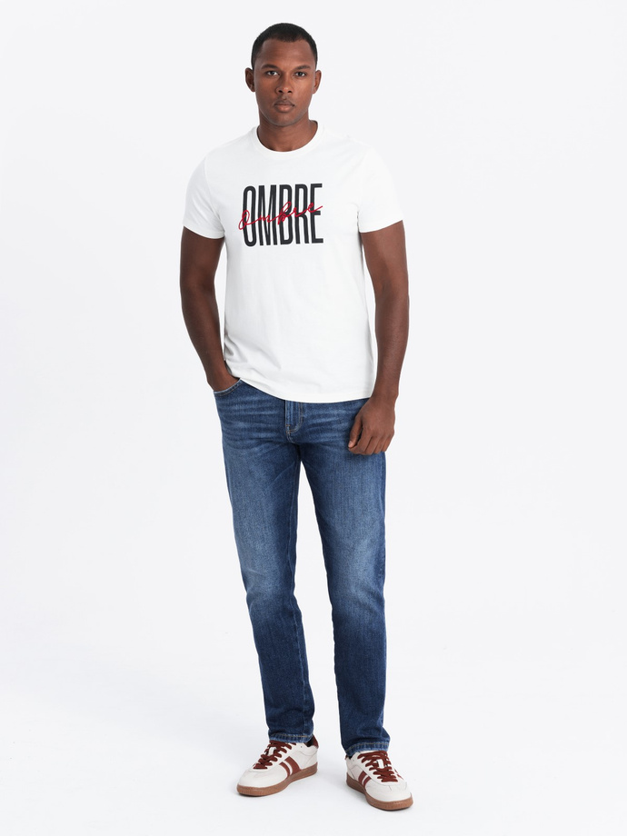 Men's cotton t-shirt with double logo - white V1 OM-TSPT-0210