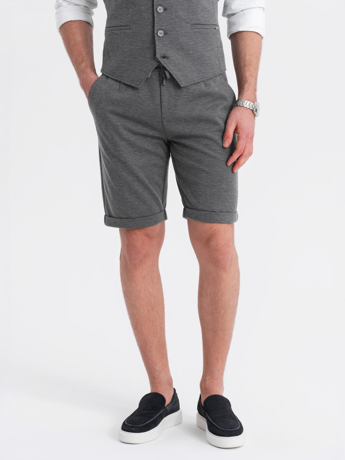 Elegancki zestaw męski kamizelka garniturowa + szorty - grafitowy V3 Z112