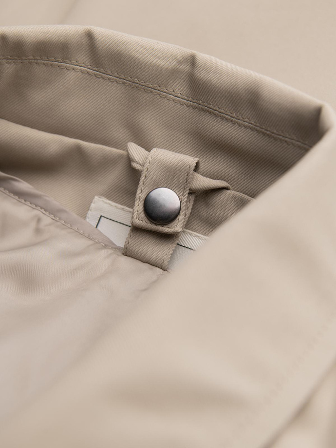 Men's minimalist coat with detachable vest - beige V1 OM-COLC-0139