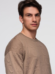 Men's RELAXED FIT sweatshirt with embossed letters - brown V3 B1712
